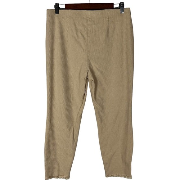 ALFANI DRESS‎ PANT SLACKS RAW HEM PULL ON ELASTIC WAIST SKINNY LEG BEIGE SIZE 10 - Picture 2 of 11